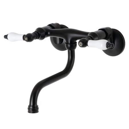 Kingston Brass KS516MB Two-Handle Wall Mount Bathroom Faucet, Matte Black KS516MB